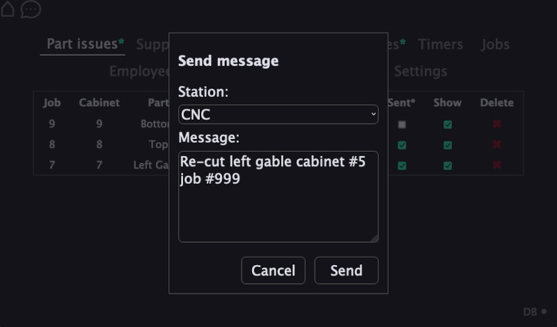Cabinet Shop Software - Received message